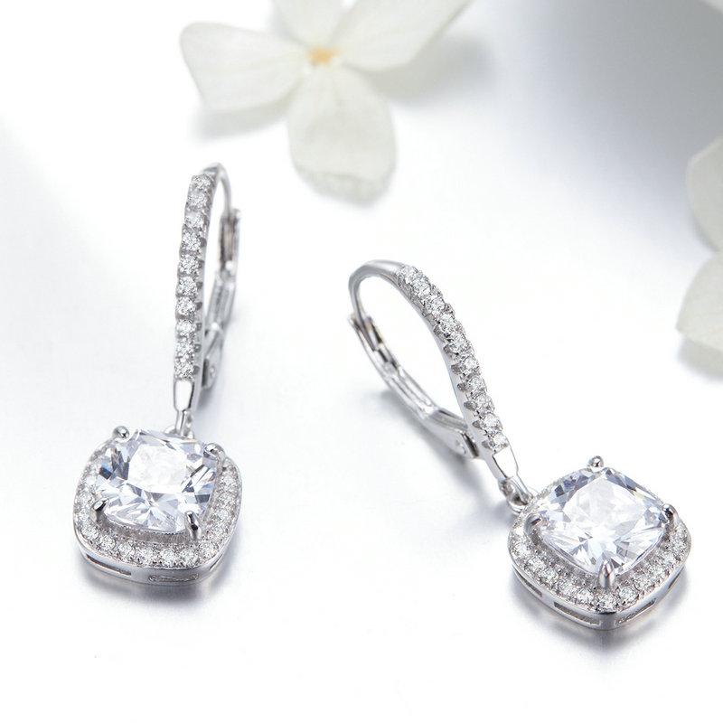 WOSTU 925 Sterling Silver European Simple CZ Ear Buckles Heart Hoop Earrings for Women Wedding Gift Minimalism Jewelry
