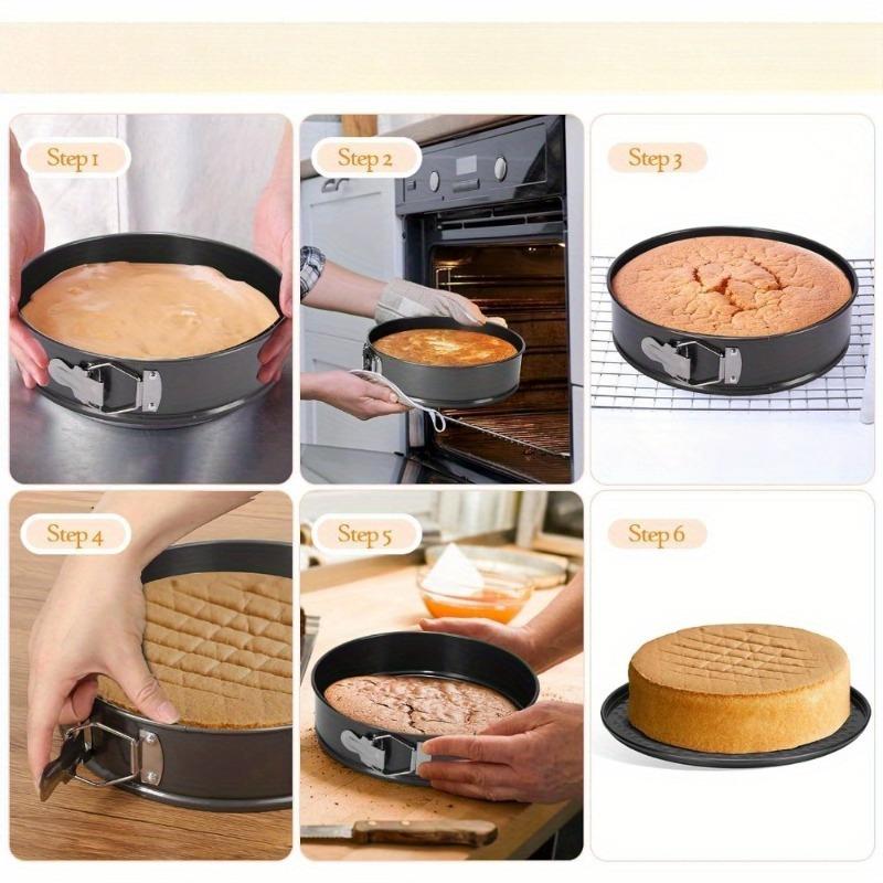 Nonstick Carbon Steel Cake Pan with Removable Bottom Ideal for Cheesecake and Bread Baking Oven and Air Fryer Safe Baking Tool