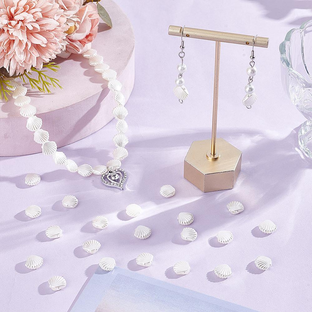 300Pcs ABS Imitation Pearl Beads, Shell Shape, 10x11.5x4mm, Hole: 1.8mm