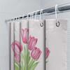 Floral Shower Curtain Botanical Tulip Flowers Pattern Bathroom Decor Waterproof Fabric Washable Modern Farmhouse Style Home