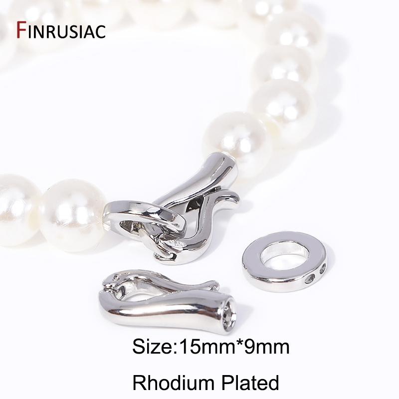 18K Gold Plated Brass Pearl Clasp Connector Beads End Caps Fastener Clasps For DIY Handmade Bracelet Jewelry Making Findings