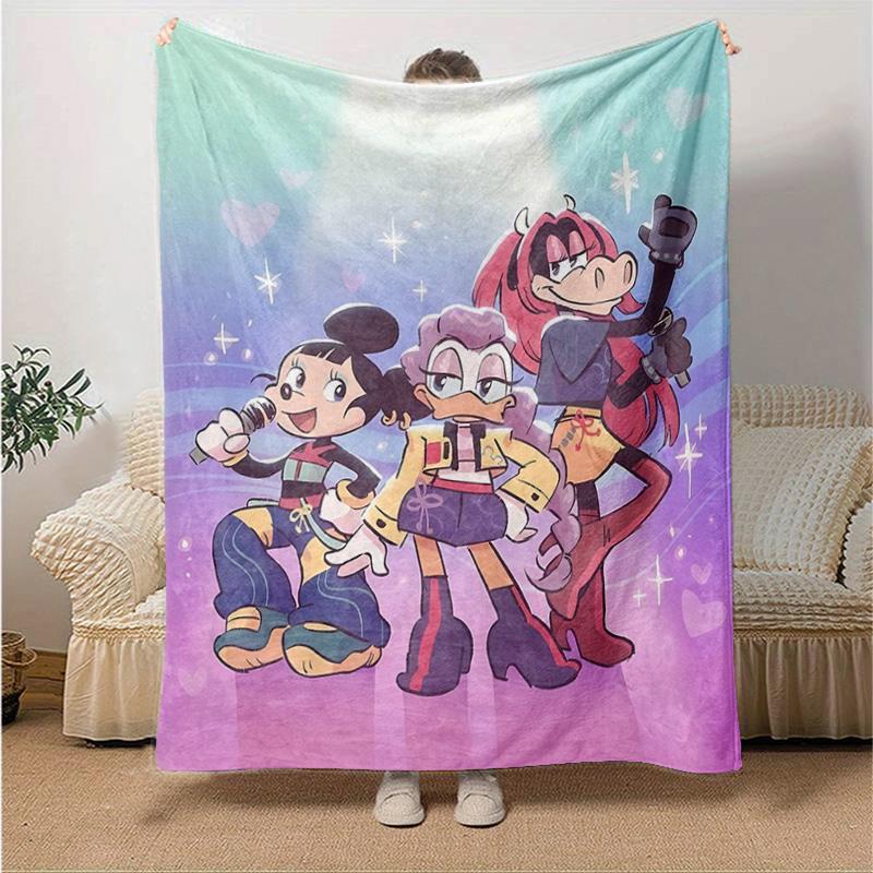 1pc Magical Friendship Adventure Flannel Blanket Soft Warm Throw Blanket for Bedroom Living Room Bed Travel Camping Picnic Gift. M072201193