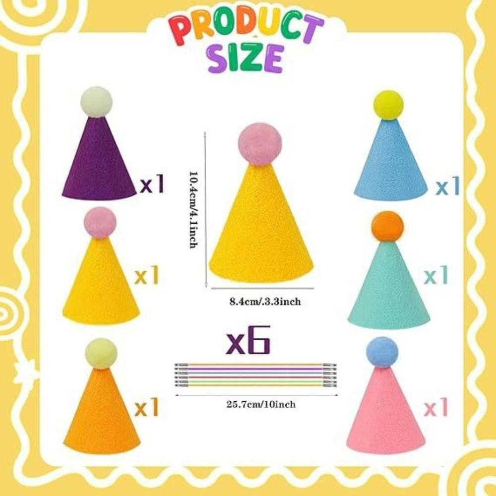 6/12pcs Lightweight Cone Hats Colorful Assorted Party Hats Cute Pet Party Hats  Stuffed Animals