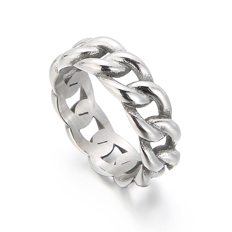 Retro Stainless Steel Men's Ring Punk Cubarn Chain Rotatable Finger Anillos Decompression Beer Trendy Jewelry Gift