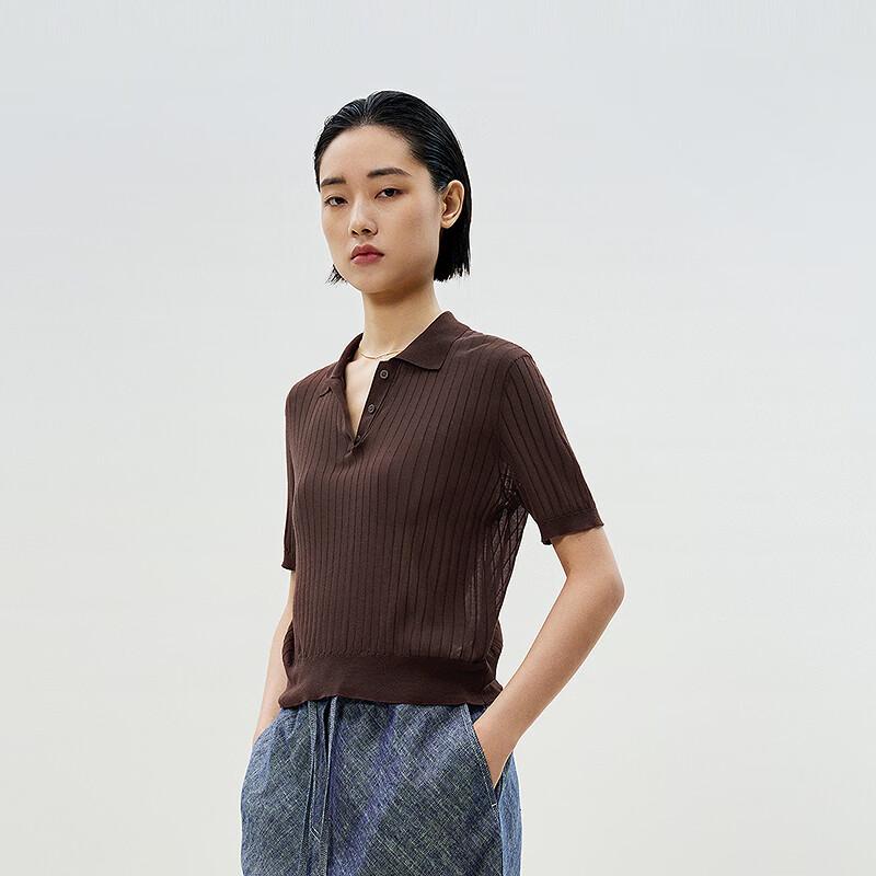 LESS 2025 Summer Straight-Fit Short Sleeve Knit Polo Shirt