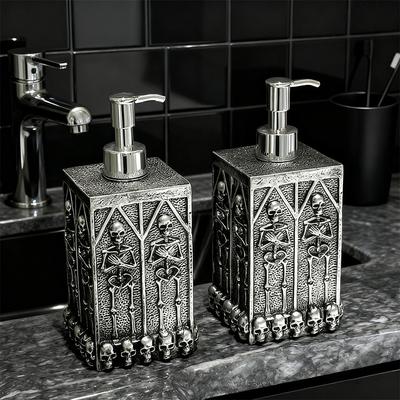 European Resin Skull Hand Sanitizer Refill Bottle Bathroom Shampoo Shower Gel Makeup Remover Storage Bottle Bathroom Accessory
