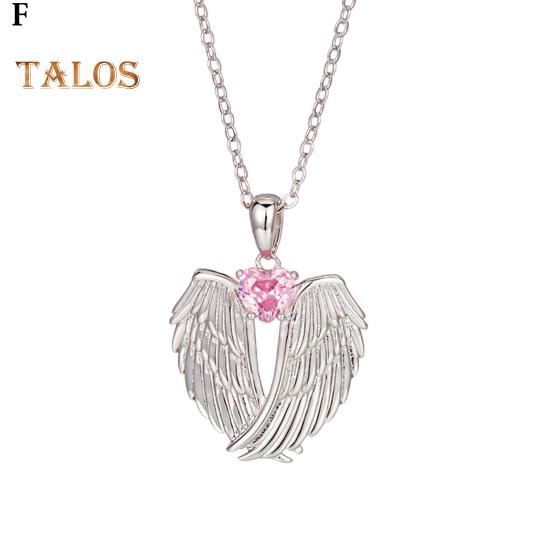 Angel Wings Necklace Rhinestone Hug Guardian Wings Pendant Necklace Zircon Birthstone Jewelry Gift for Her