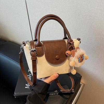 Fashion and Popular Simple Handbag Women's New Contrasting Color Casual Messenger Bag Versatile Texture Shoulder Bag