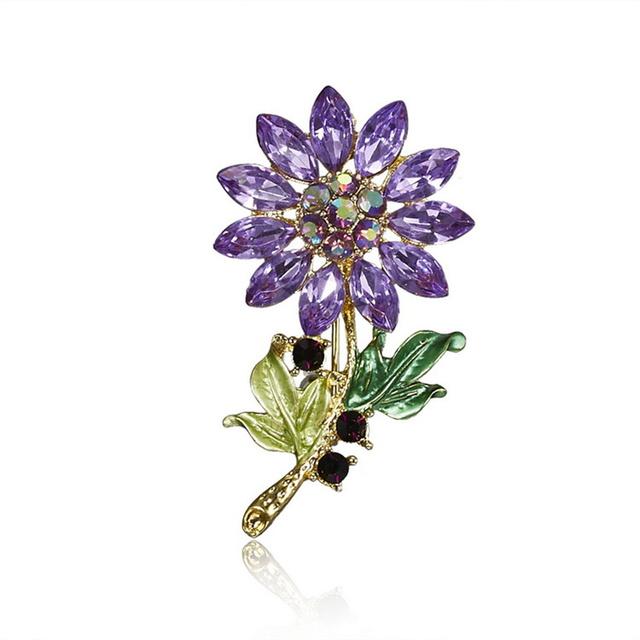 Fashionable Stylish Rhinestone Brooches Creative Flowers Rhinestone Alloy Metal Pin Brooch Jewelry Clothing AccessoriesFashion Jewelry