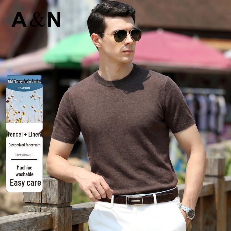 

Antonio Men s Tencel-Linen Blend Machine Washable Short Sleeve T-Shirt 50