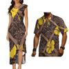 Polynesian Tribal Traditional Samoan Puletasi Dress for Women Custom Elegant Dresses Vintage Floral Dress Couple Set