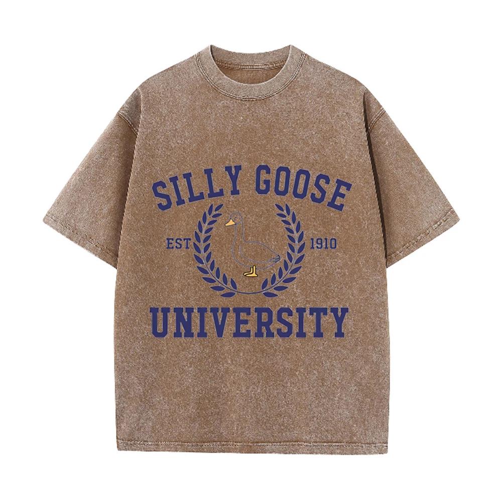 2026 Sommer Unisex Lustige Gans Universität Grafik T-Shirt Lustig Baumwolle Rundhals Kurzarm Locker Lässig Täglich Streetwear Oberteil