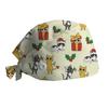 Adjustable Scrub Cap with Button for Mask Loop Christmas Dinosaur Pattern Medical Nurse Hat Surgical Hat for Healthcare Professionals