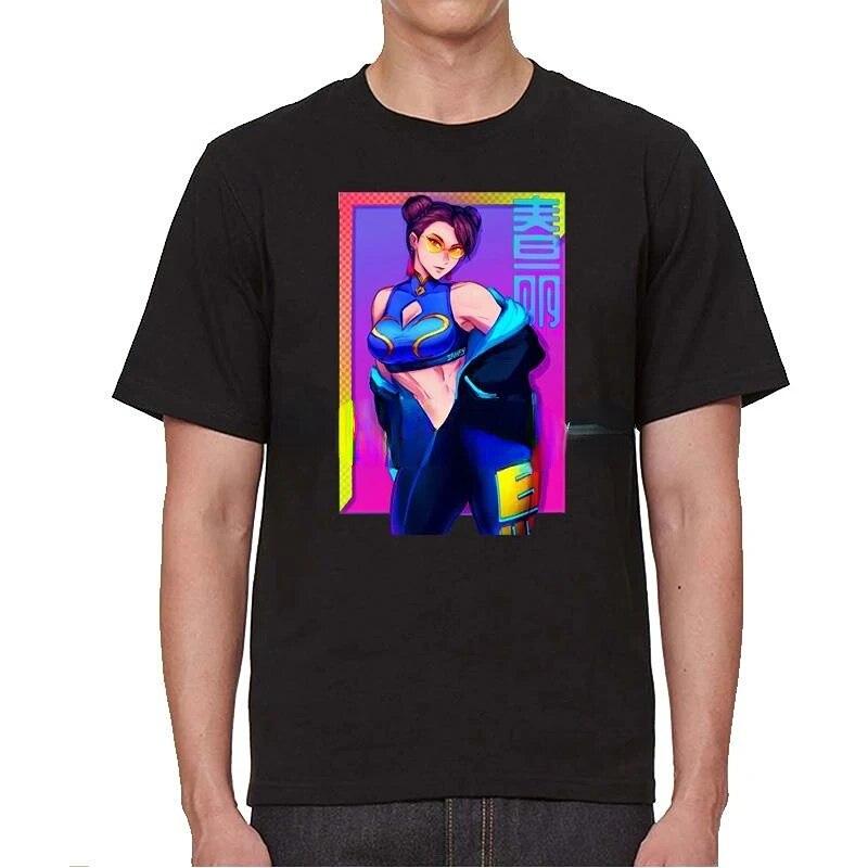 Street Fighter Chun Li Print T-Shirt Fashion Street Style Unisex Women Funny Tshirt Short Sleeve Summer Tops Harajuku Streetwear