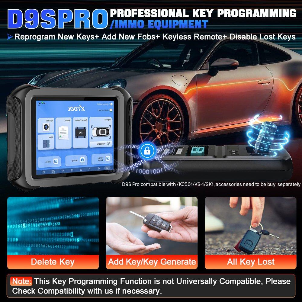 EU Warehouse XTOOL D9SPRO EU All Key Lost Programming Diagnostic Tool Car Bidirectional OBD2 Full System Scanner with 45+ Reset
