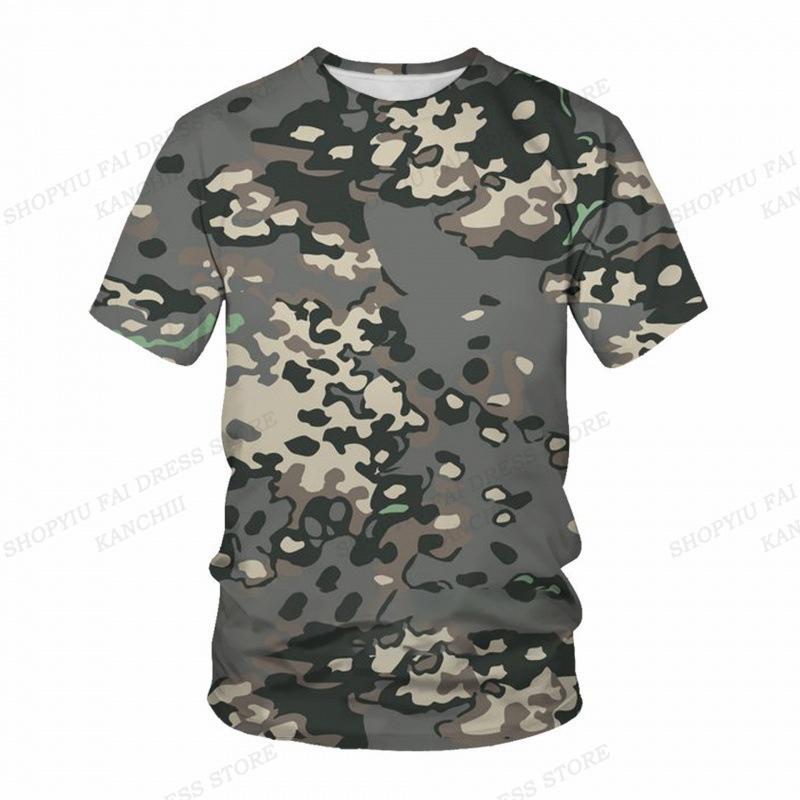 Sommer Camo T-Shirt Camouflage 3D Druck T-Shirt Herren Mode O-Ausschnitt Kurzarm T-Shirt Outdoor T-Shirt Kinder Oberteile Tee Fitness