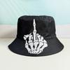 New Skull Finger Pattern Bucket Hat Men and Women Outdoor Travel Visor Double-sided Can Wear Basin Hat