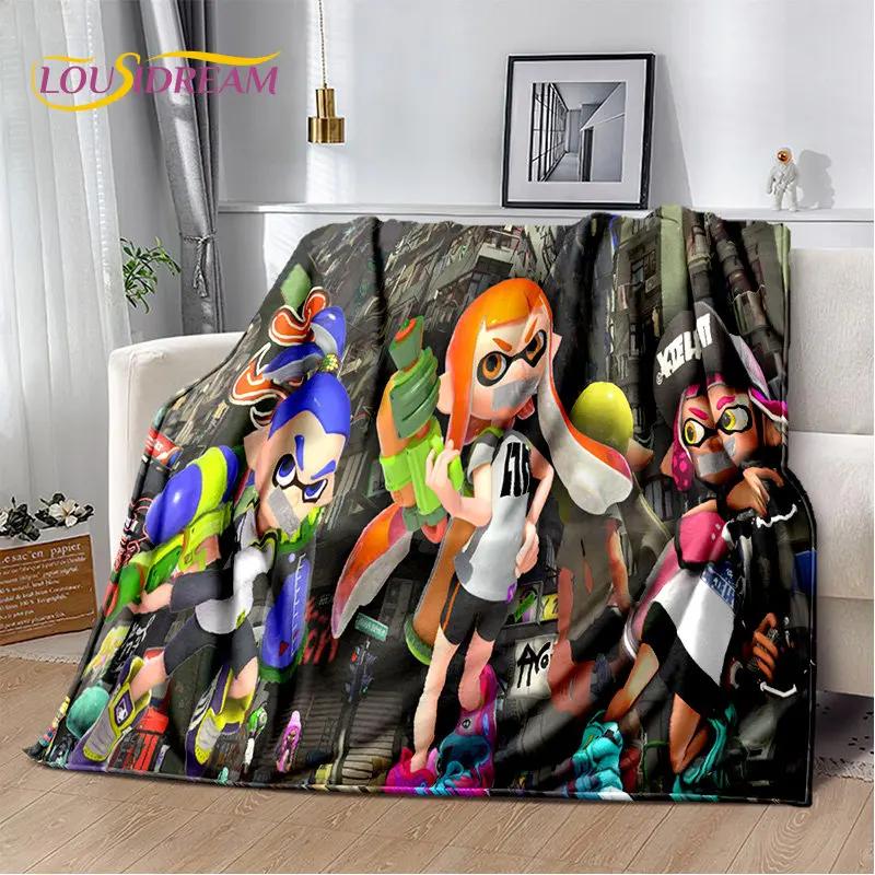 Oyunlar, Splatoon, Karikatür Yumuşak Peluş Battaniye, Flanel Battaniye Oturma Odası Yatak Odası Yatak Kanepe Piknik Örtüsü için Battaniye Atmak Bettdecke