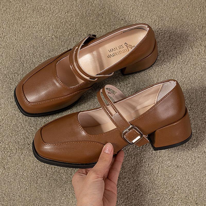 Retro thick heel Mary Jane single shoes women's 2025 spring and autumn new French temperament high heels with skirt evening sandals