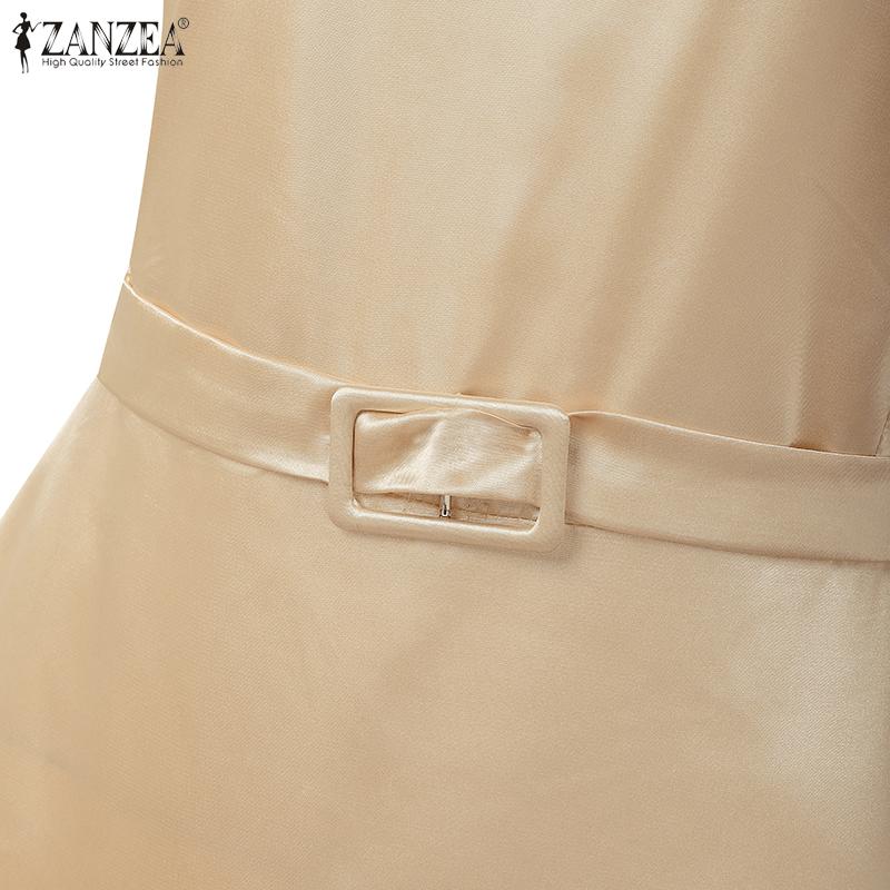 ZANZEA Women Casual Round Neck Summer Short Sleeve Dress