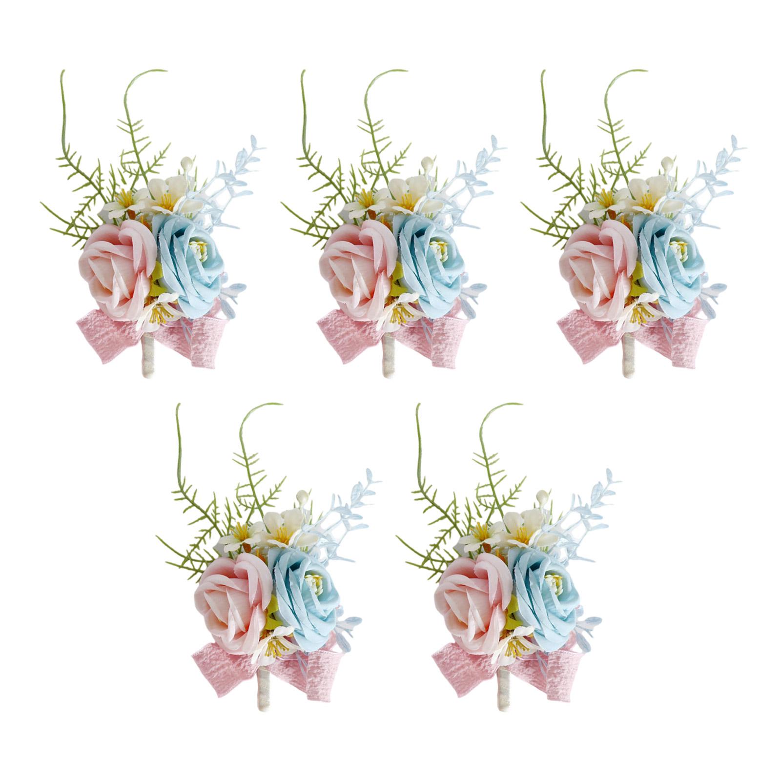 

Набор из 5 элегантных бутоньерок в виде роз для свадьбы, корсажи ручной работы, цветы с булавкой и зажимом, украшения для жениха и гостей T2