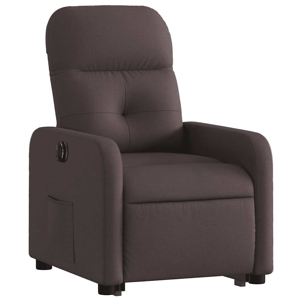 Electric Recliner Chair with Rising Function Dark Brown Fabric