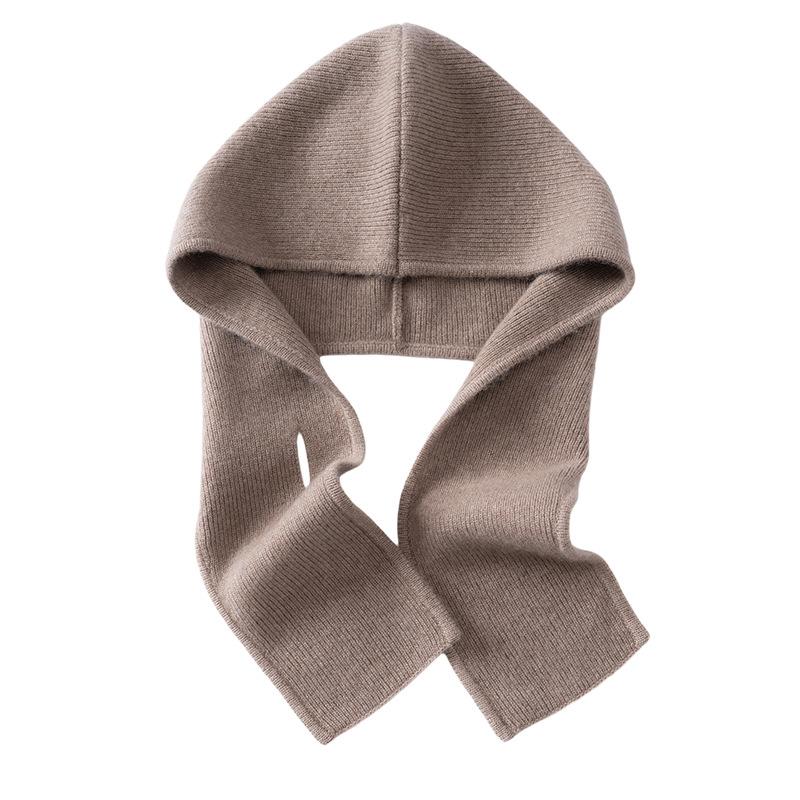 Flat Cashmere Hat Scarf Integrated Women's Winter One-piece Neck Cover Hat Warm Ear Protection Knitted Wool Pullover Hat