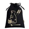 Edoten Shingen Gakibukuro Cotton Sashiko Fabric Drawstring Bag with Interior Pocket for Goshuin and 055 Shingen Bag G01 Dark Black Bag, (Purse Bag),