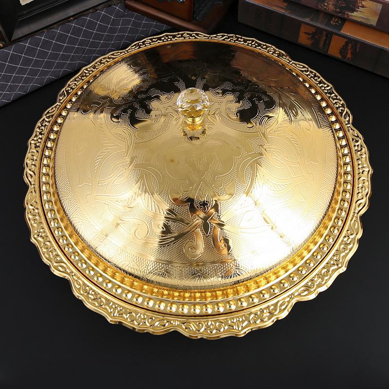 Xinjiang large plate chicken plate features round shape with lid metal plated metal plate flat bottom dry pan round plate