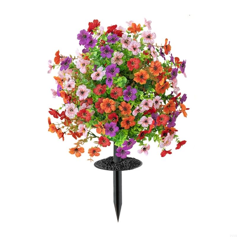 Realistic Artificial Eucalyptuses Violets Round Base Floor Floral Arrangement For Indoor Outdoors Homes Garden Decors