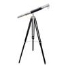 Marine Brass Telescope Single Barrel  Wooden Adjustable Tripod Floor Standing Black Leather Chrome Finish Home Office Decor