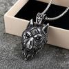 Nordic Retro Stainless Steel Men's Pendant Single-sided Viking Symbol Wolf Head Necklace