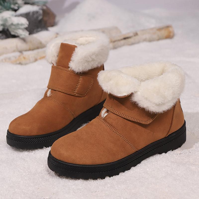 Lucyever Faux Fur Platform Snow Boots Women Non Slip Faux Suede Winter Booties Mujer Keep Warm Ankle Boots Woman Plus Size 44