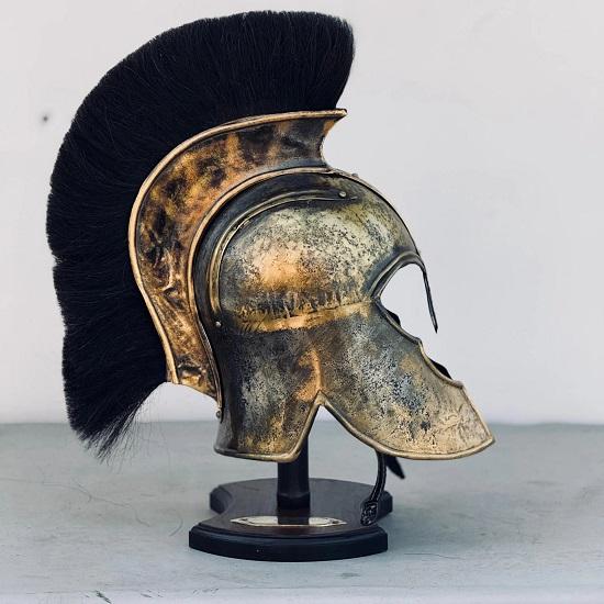 Medieval Knight Steel Authentic Troy Achilies Helmet- Greek Helmet With Wooden Stand