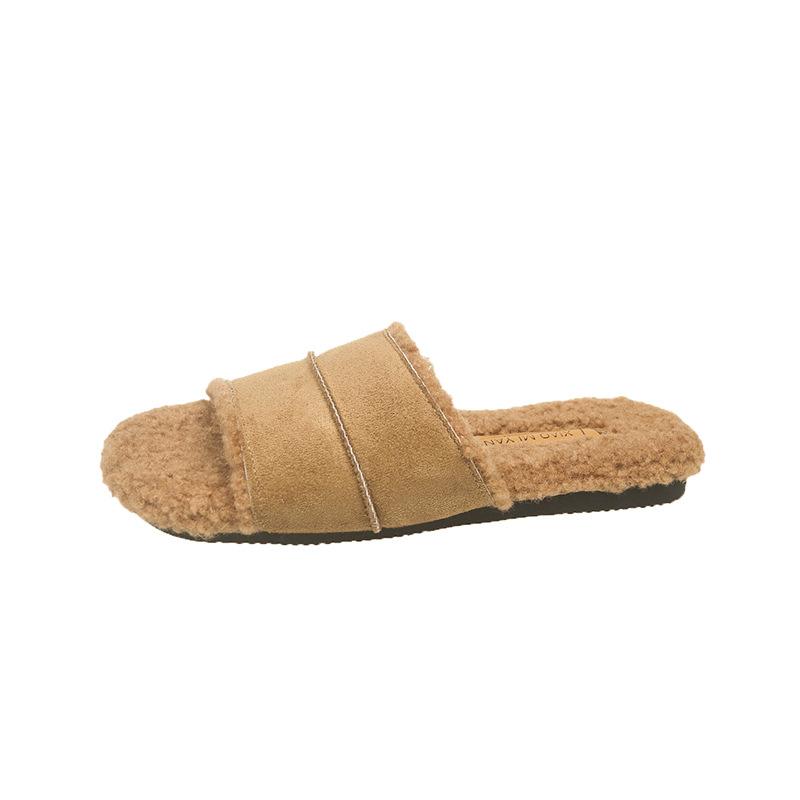 Internet celebrity Mao Mao slippers women's fashion wear 2025 autumn and winter new retro soft flat bottom home lazy one-word cotton mop