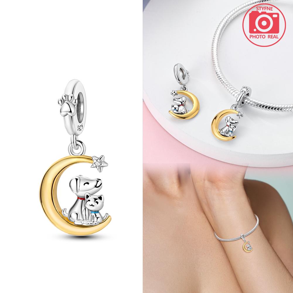 Copper Colour Star & Moon Couple Charms Fit Charms Copper Colour Original Bracelet For Jewelry Making