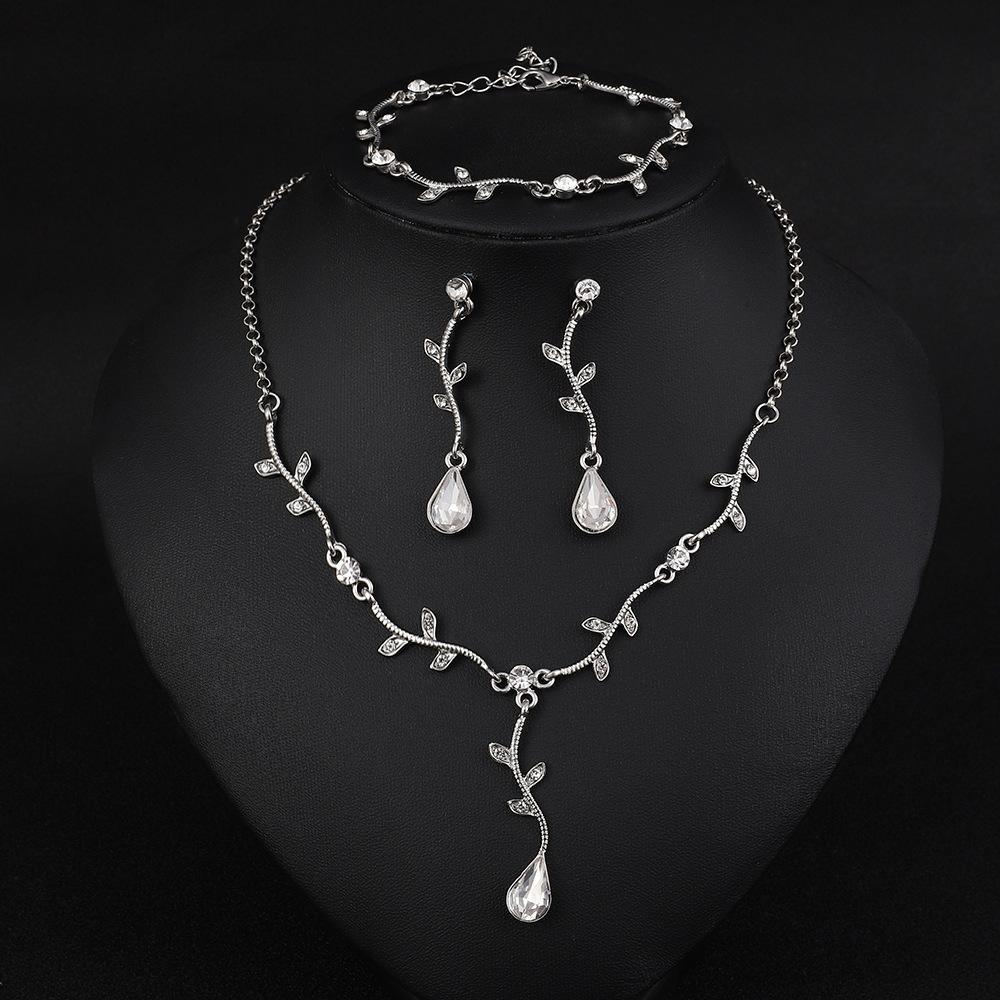 New Leaf Water Drop Necklace Earrings Bracelet Set Bride, Simple Fashion Personality, Accessories