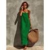 Women New Summer Solid Color Sling Dress, Loose Comfortable Casual Sleeveless Midi Dress