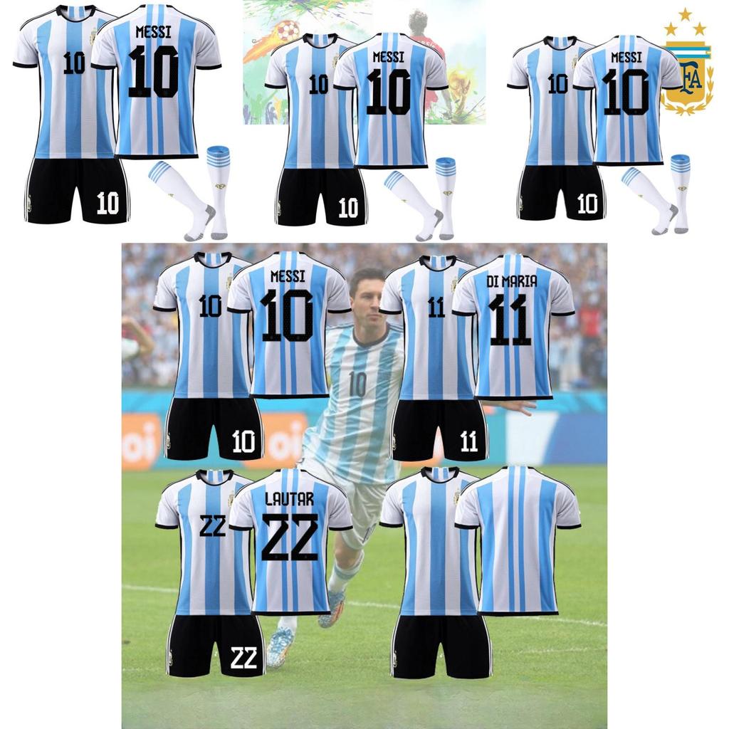 Wysokiej jakości sportowe skarpety unisex z mieszanki bawełny dla dzieci Trzy gwiazdki 2022 Argentyna edycja domowa Wzór z numerem 10