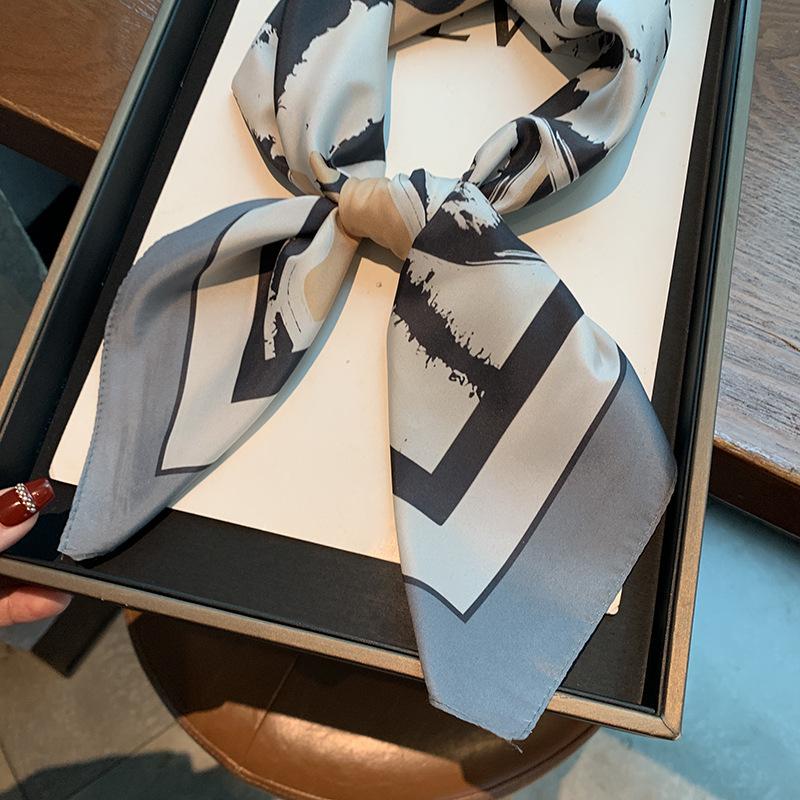 71 silk scarf small square scarf women with professional scarf fashionable versatile neck protection scarf simulation silk small square scarf high sen