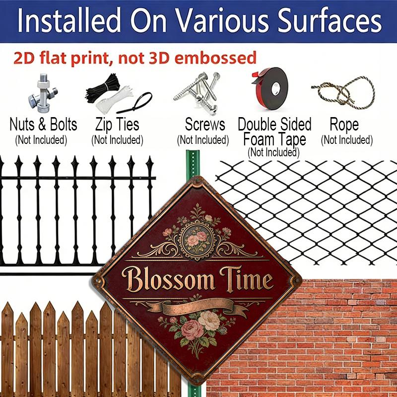 2D Flat, 1pc, Blooming Time Theme, Decorative Gift for Gardening Lovers, Vintage Metal Aluminum Sign, Suitable for Garden, Greenhouse, Balcony