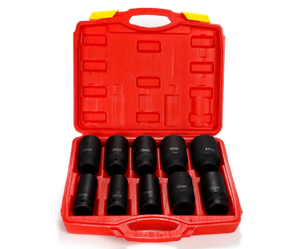

Hex Impact Socket Hublock Nut Deep Socket Drive Angle 19mm Top Height of 30mm 38mm Dedicated storage Tool set with case (3/4 inch) 76-80mm [Set 10]