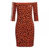 Womens/Ladies Leopard Print Off Shoulder Mini Dress