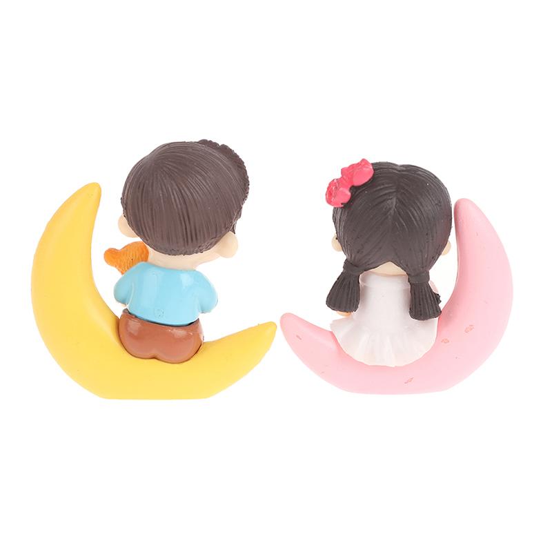 1Pár Moon Pár Romantické figurky Diy Ornamenty Bonsai Domácí dekorace na stůl
