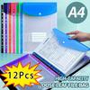 [Vibrant File Folders] 12-Pack A4 Expanding File Folders | Durable PP Plastic, Push-Button 11-Ring Binder Pockets, Vibrant Colors