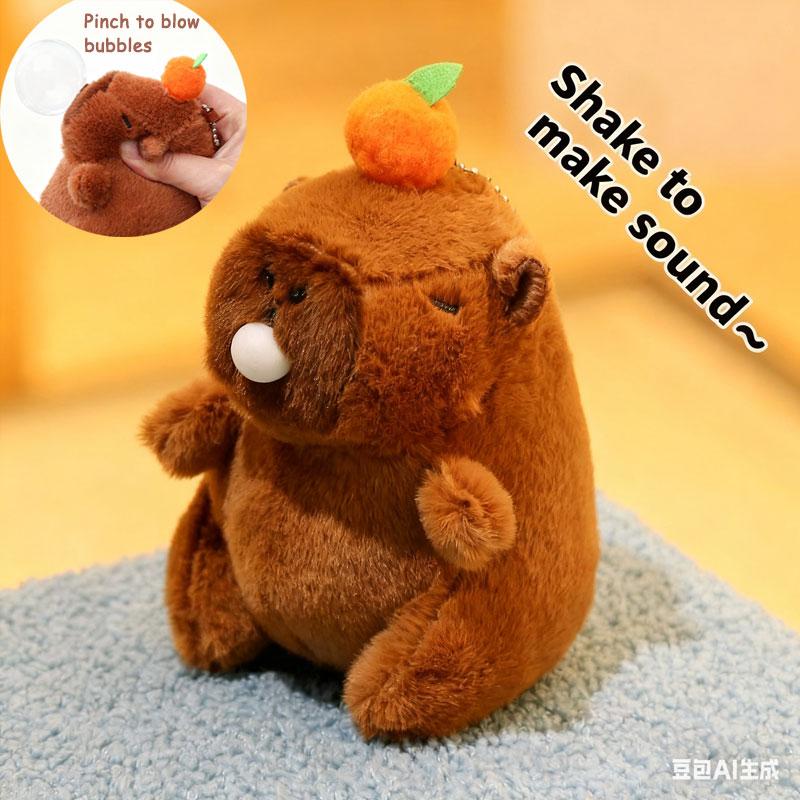 

Cute Capybara Plush Keychains Backpack Pendant Kawaii Keyring Plush Doll Car Decoration Stuffed Animal Soft Toys Birthday Gifts коричневий