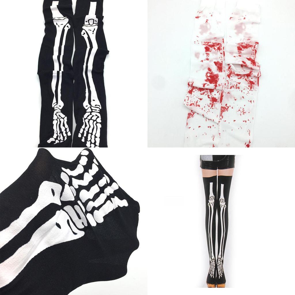 Halloween Blood Dripping Skeleton Socks With Cotton Fabric For Cosplay Costume Accessories