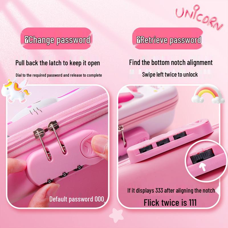 Piórnik 3D z zamkiem na hasło o dużej pojemności dla szkoły podstawowej i przedszkola - Uroczy, kreatywny, wielowarstwowy design