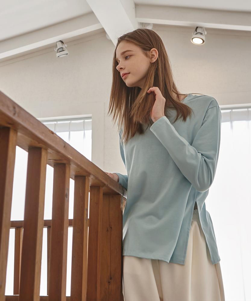 Debiweeo Cozy Long Sleeve T-Shirt Devi-T0053-Pale Mint