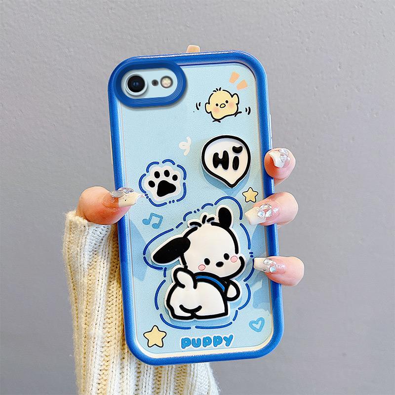 KEYSION Shockproof Case for iPhone SE 2020 2022 with Lanyard Soft Silicone Cute 3D Cartoon Doll Phone Cover for iPhone 8 7 6s Plus